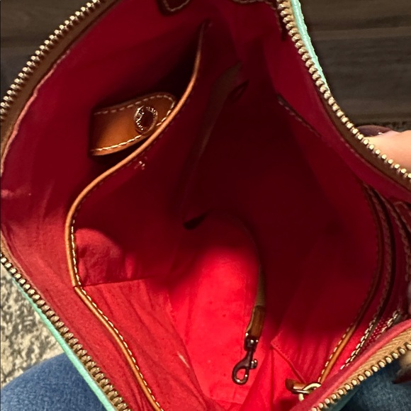 Dooney & Bourke Turquoise and Tan Leather Shoulder Bag - Picture 10 of 15